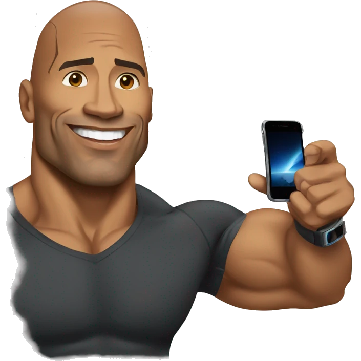 dwayne johnson holding an iphone emoji