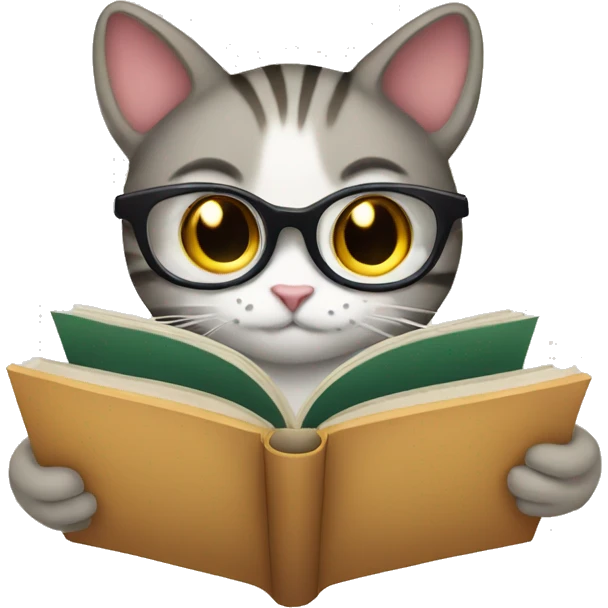 Cat reading a book emoji