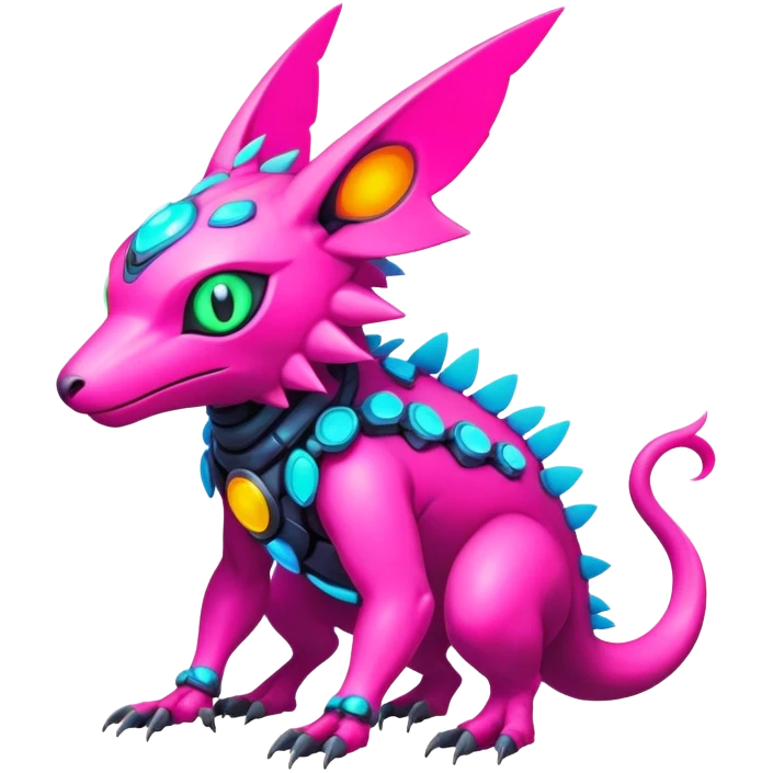  Bright lush cozy warm-colored colorful neon-colored cyber-Fakémon-Digimon-Trico-creature emoji