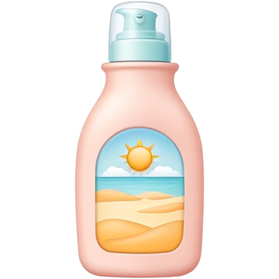 Sunscreen bottle with soft pastel colors, not bright emoji