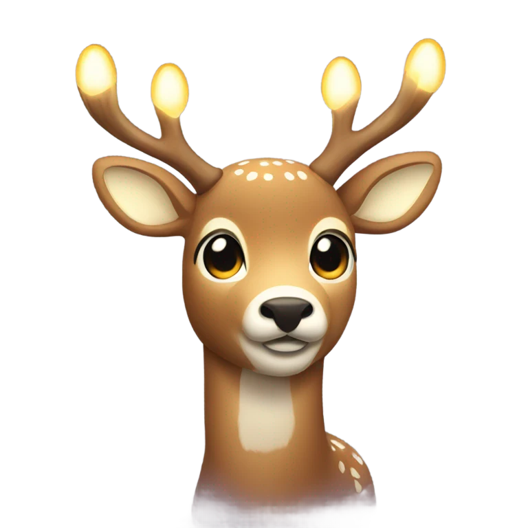 Deer with warm white lights on antlers  emoji