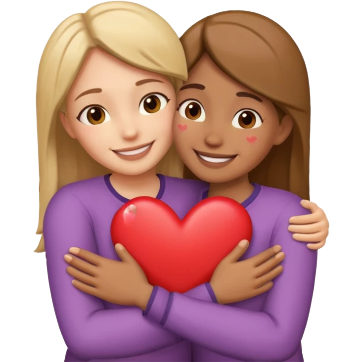 two people hugging with hearts emoji
