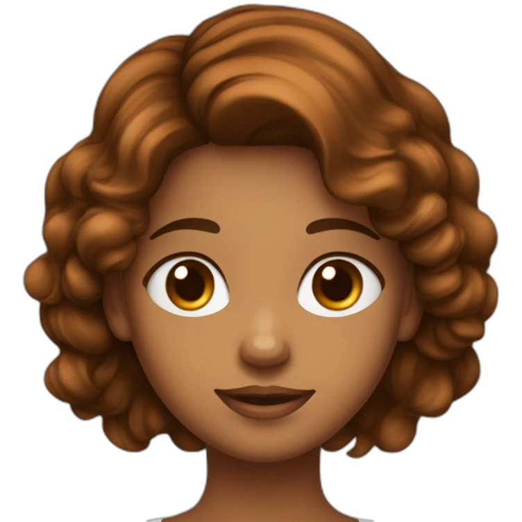 Une fille métisse avec les cheuveux brun long et les yeux marron foncé emoji