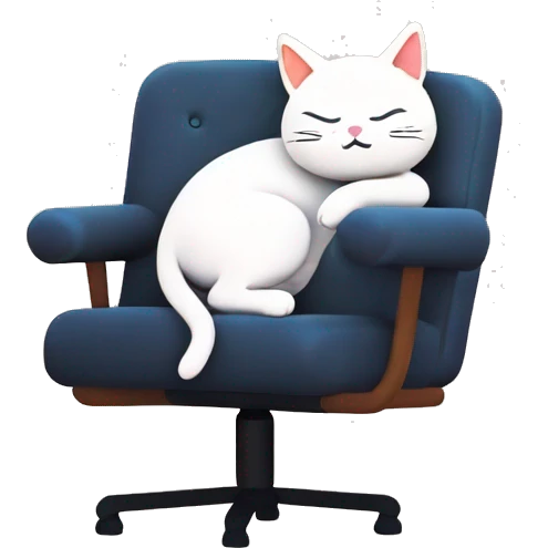 Cat sleeping in an office chair emoji