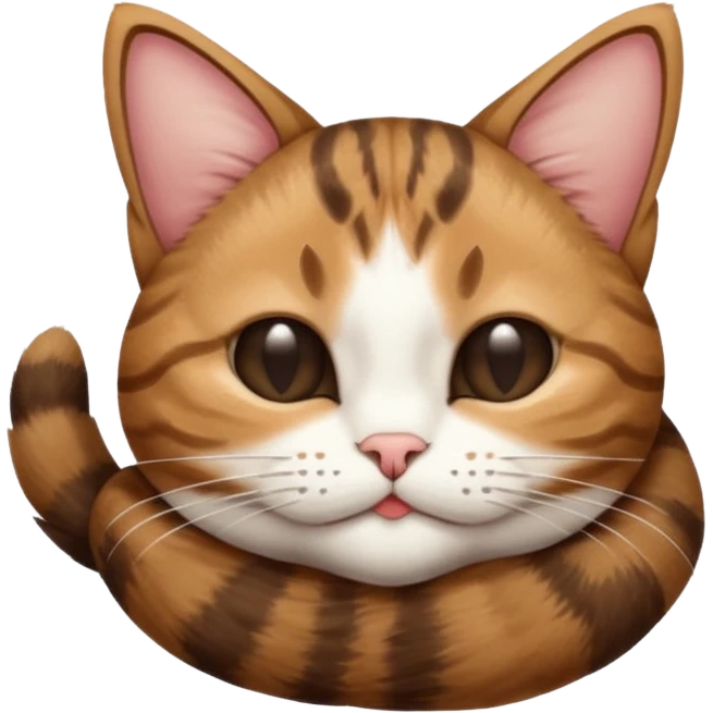 dark brown tabby and white cat upside down with eyes closed emoji