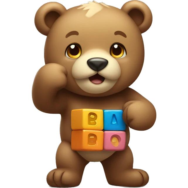 Cute bear playing blocks emoji