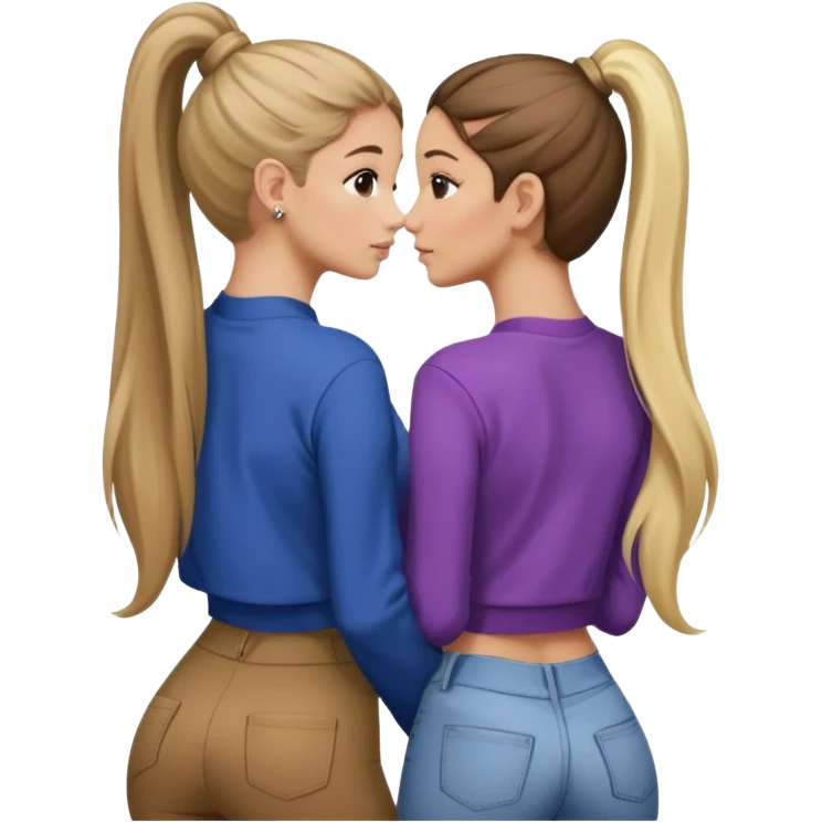  Ariana grande back view with long hair in a ponytail leaning on another girl with long hair in a ponytail  emoji