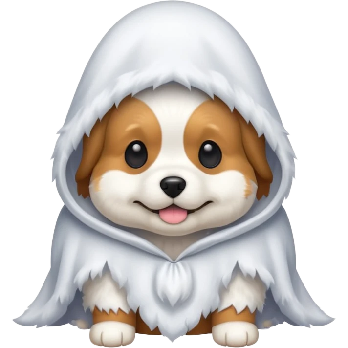Cute dog with ghost costume on emoji