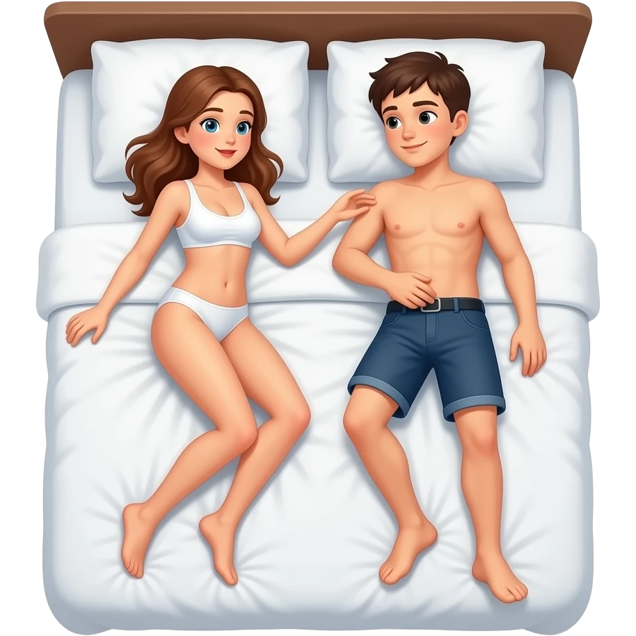 Naked girl and boy fucking on a bed emoji