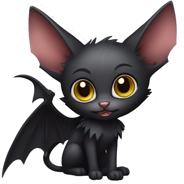 Black-Vampire-Batty-Lykoi-Cat-Fakémon-Cat With Bat-wings as ears  emoji