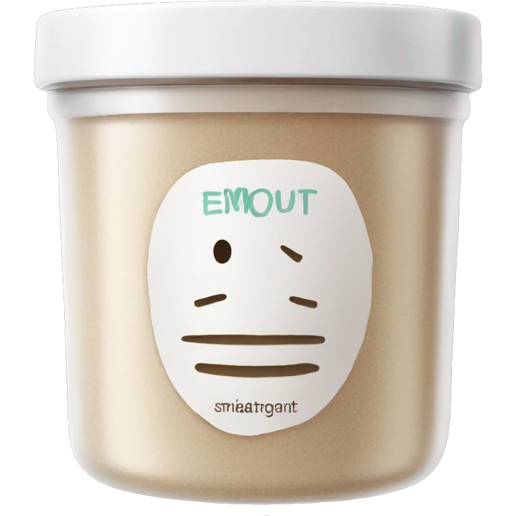body scrub pot with label emoji