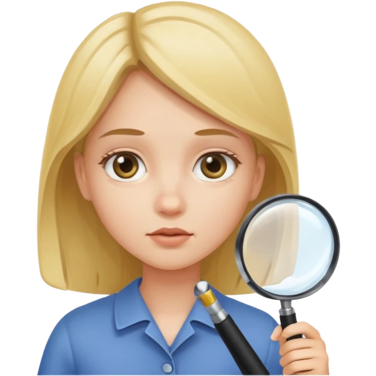 a girl using a magnifying glass emoji
