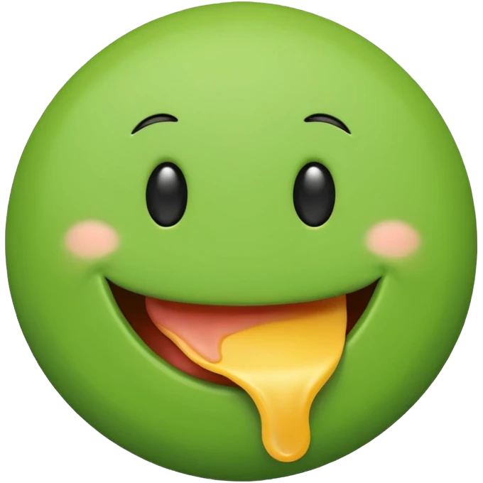 сделай милый смайлик улыбающийся и который ест еду очень милый зеленый смайлик emoji