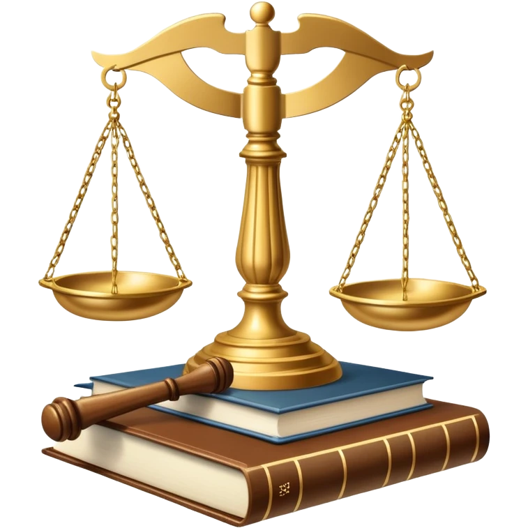 An icon featuring scales of justice, a gavel, and a legal book, symbolizing the study of law. The design includes courthouse pillars in the background, representing authority and legal systems. Transparent background highlights the principles of justice, order, and legal education. emoji