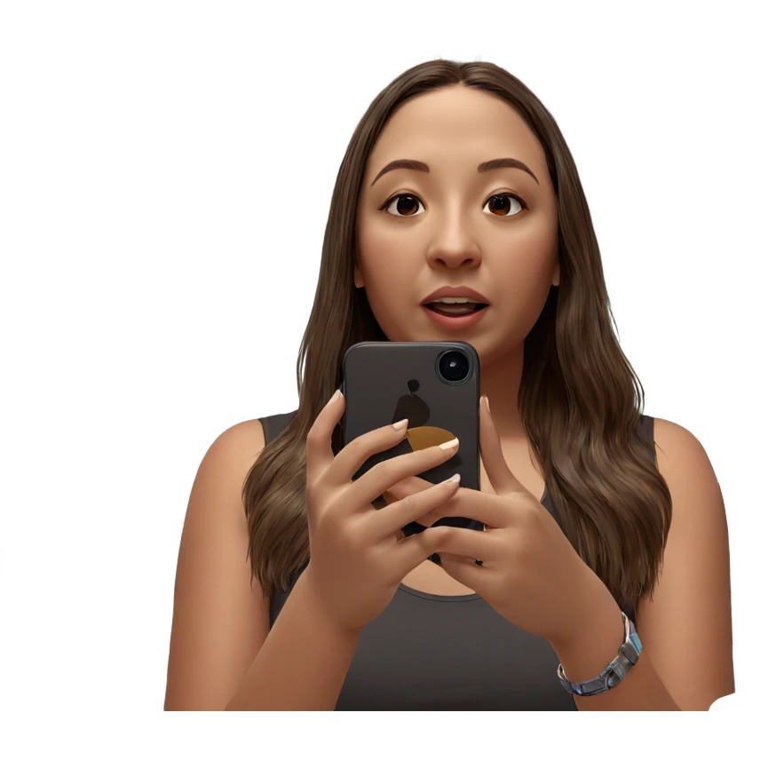 girl with brown hair reflection emoji