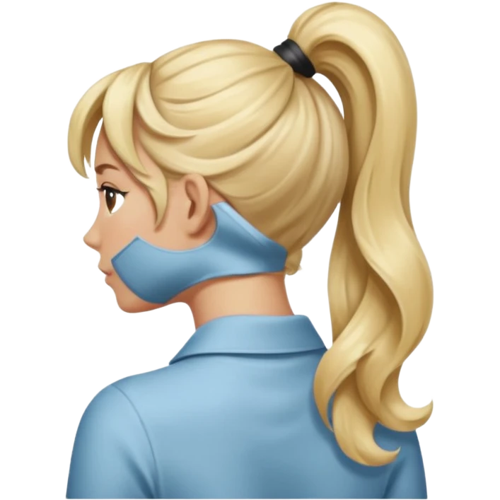 back view of a high blonde ponytail, wavy hair emoji