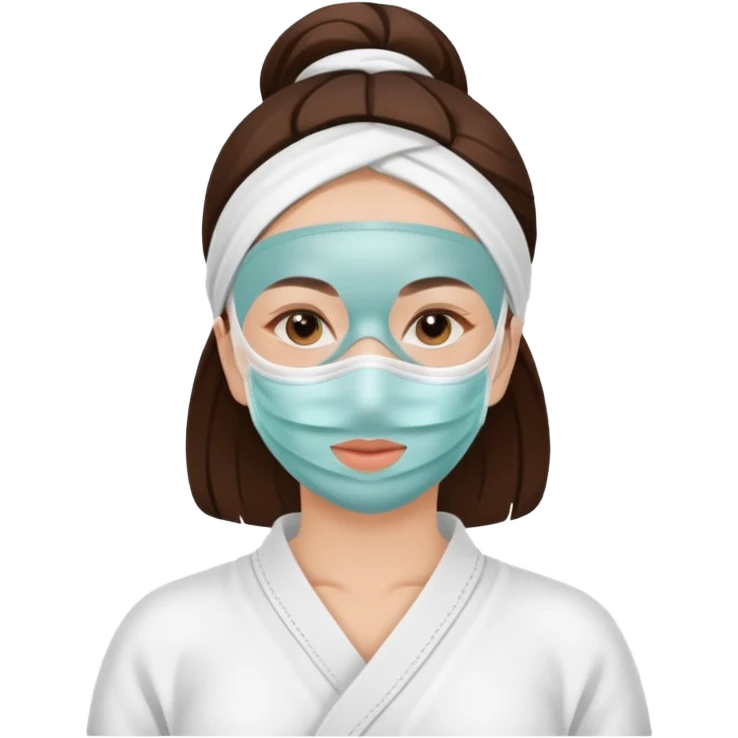 Lady with face mask spa beauty full face relaxing emoji