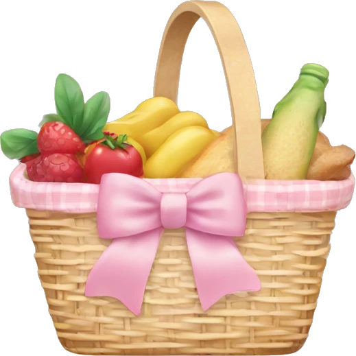 Picnic  basket in light pink bow emoji