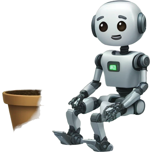 combina una pequeña planta  y un robot  emoji