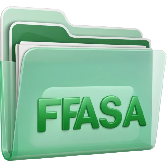 FAFSA green letters, plastic transparent white translucent folder emoji