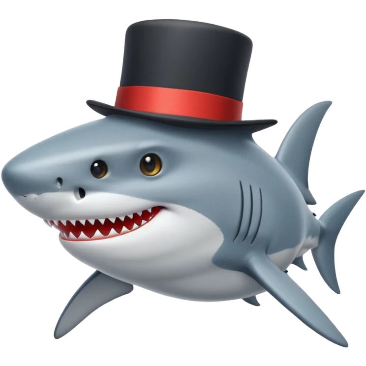 Shark with a top hat emoji