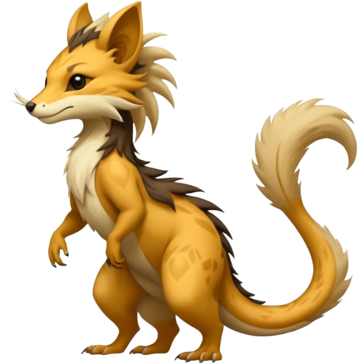 Cool badass furry fantasy-Vernid-creature by LiLaiRa with a long tufted tail (full body) emoji