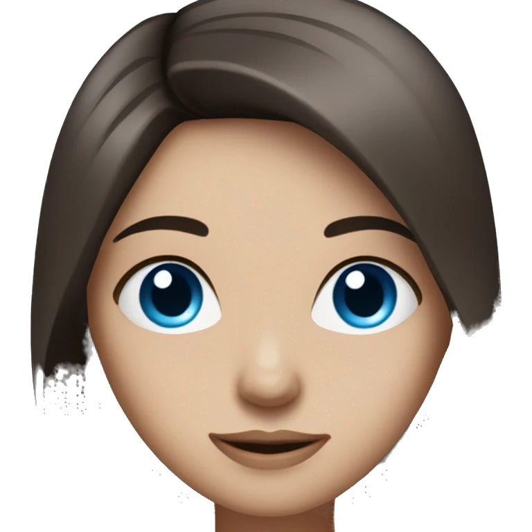 pretty girl with long straight dark brown hair and blue eyes emoji