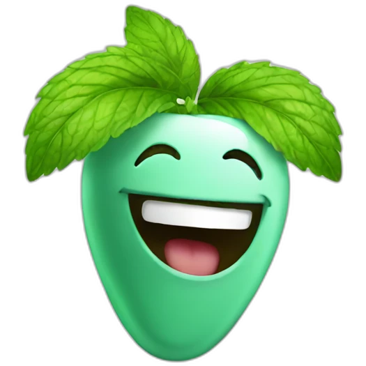 laughing with grabbing mint emoji