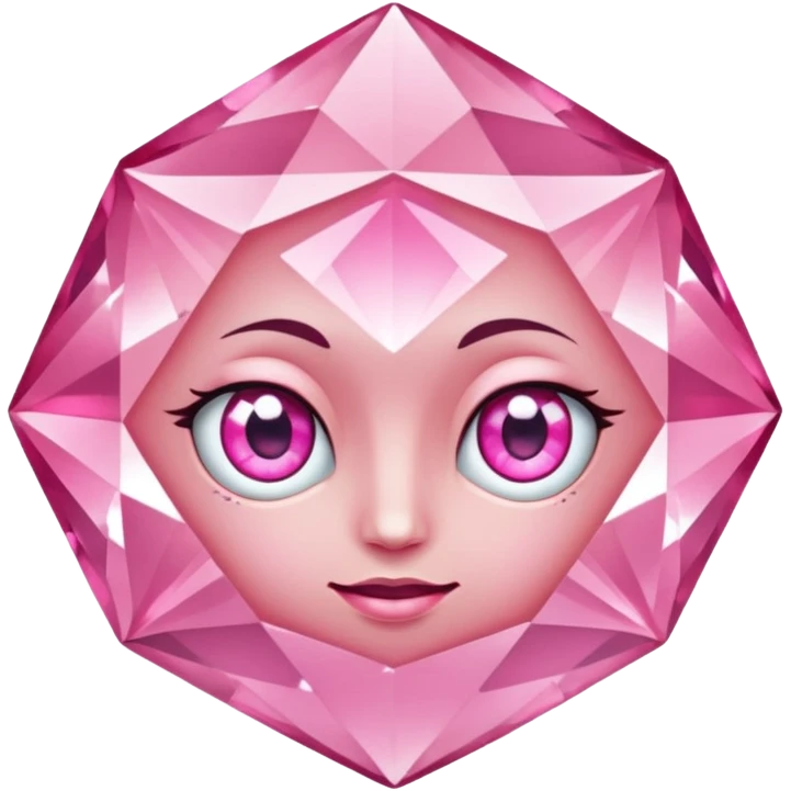 pink diamond with eyes, no mouth, very shiny emoji