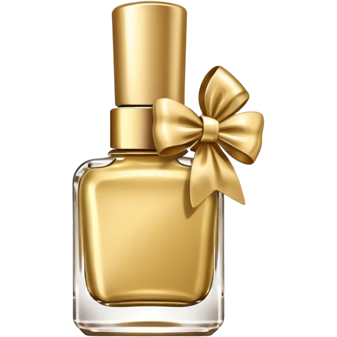Gold nail polish bottle with bow emoji