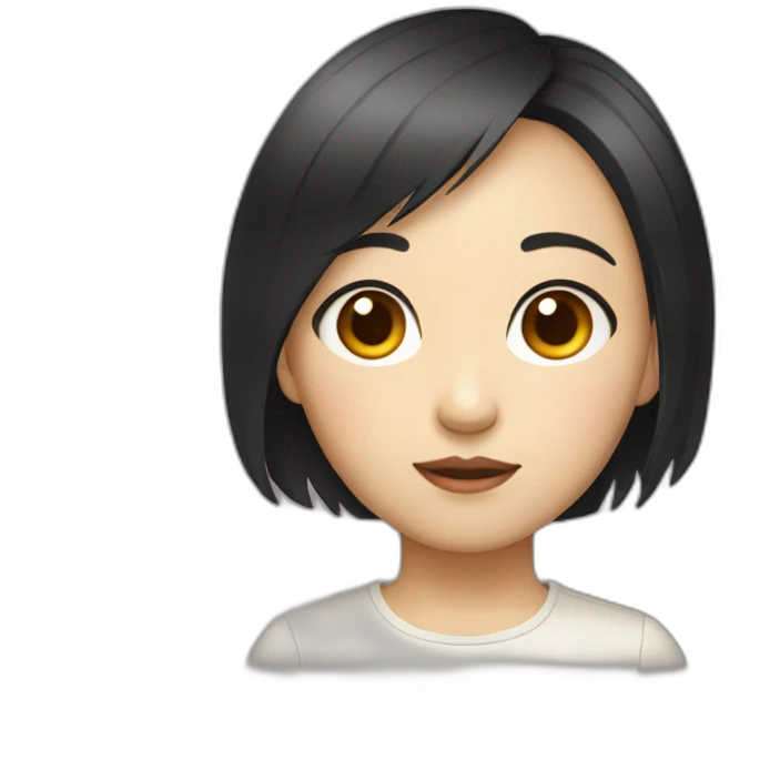 aisian girl with short hair big eyes red rip emoji