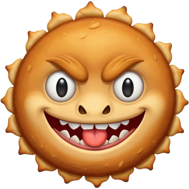 evil schnitzel with sharp teeth emoji