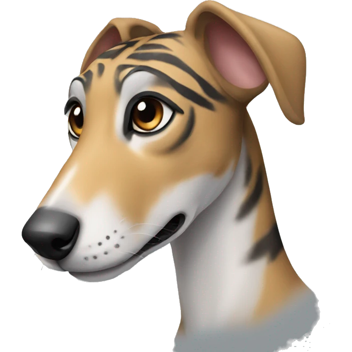  tiger greyhound with grey nose emoji