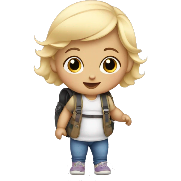 blonde baby with bag pack emoji
