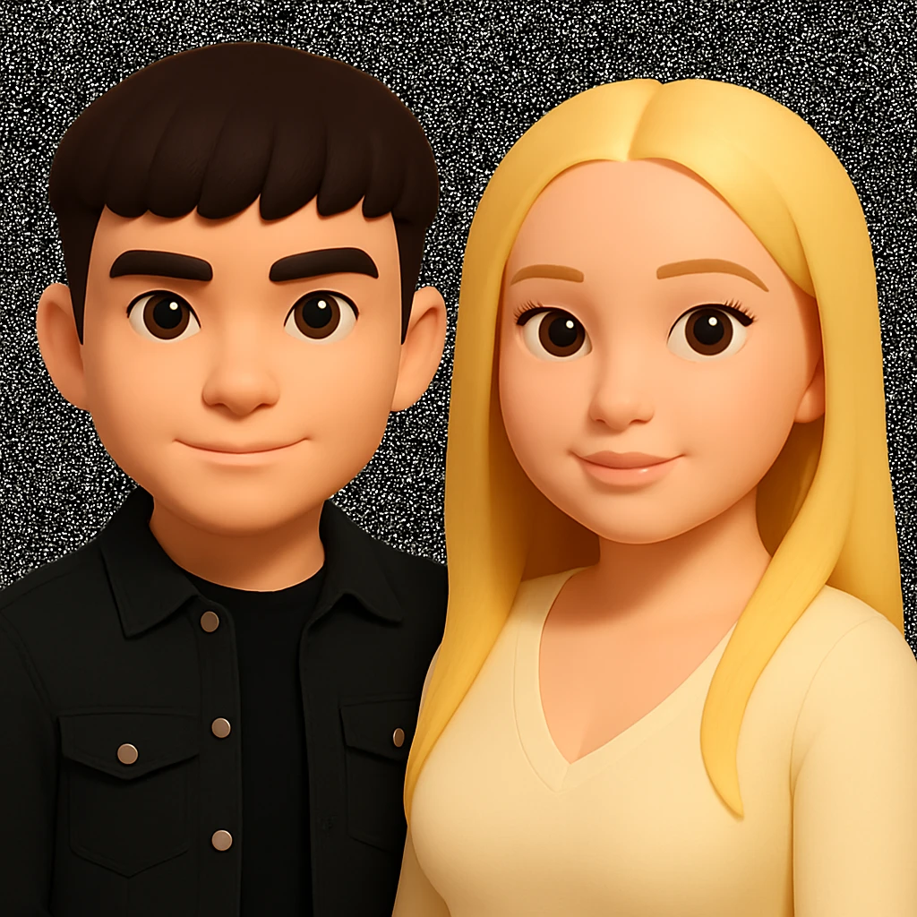 Slightly increase the volume of the upper body of the girl, slightly turn her to face forward, and make the skin color uniform. Maintain the cartoonish 3D style in the edit. emoji