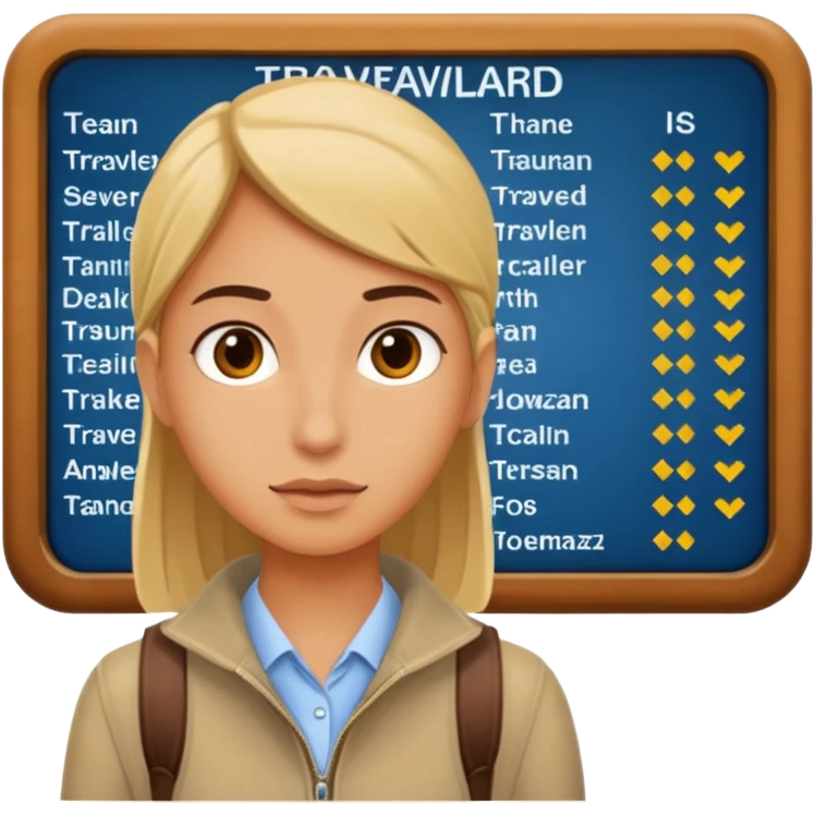 Traveler character with Looking toward a departure board  emoji