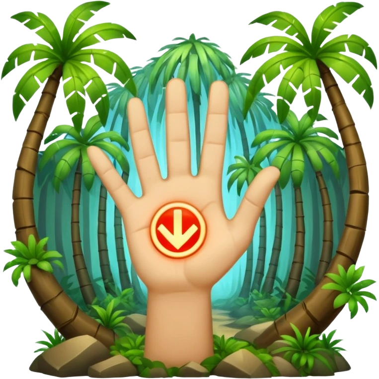 forest character hand out stop gesture glowing rune palm emoji