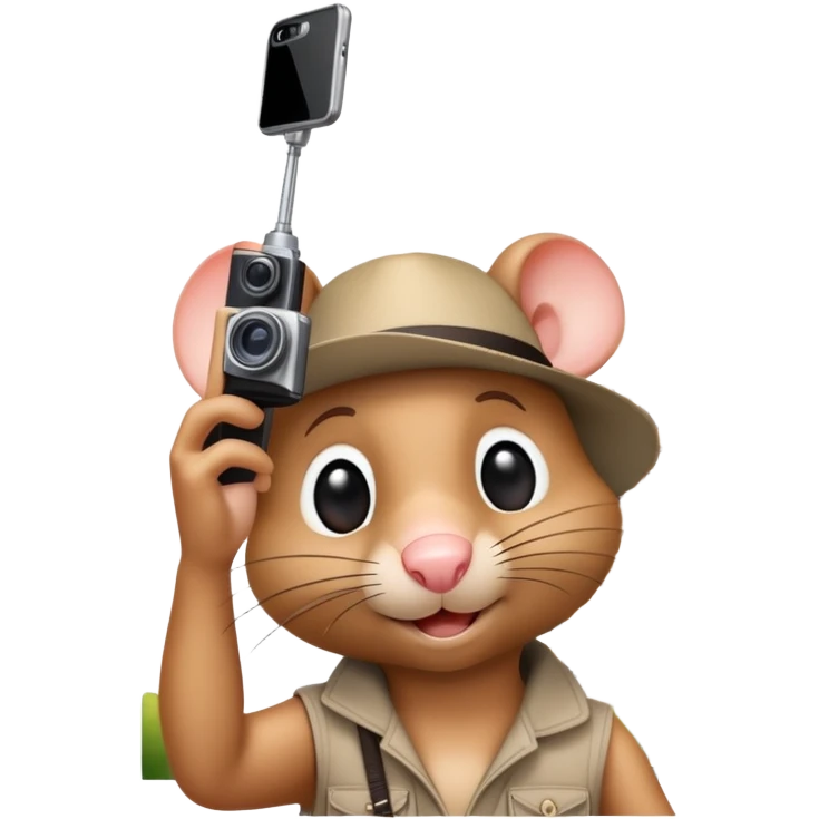 Rat tourist taking selfie in front of Eiffel Tower emoji
