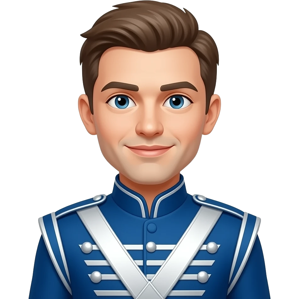 white drum major in blue silver and white outfit emoji