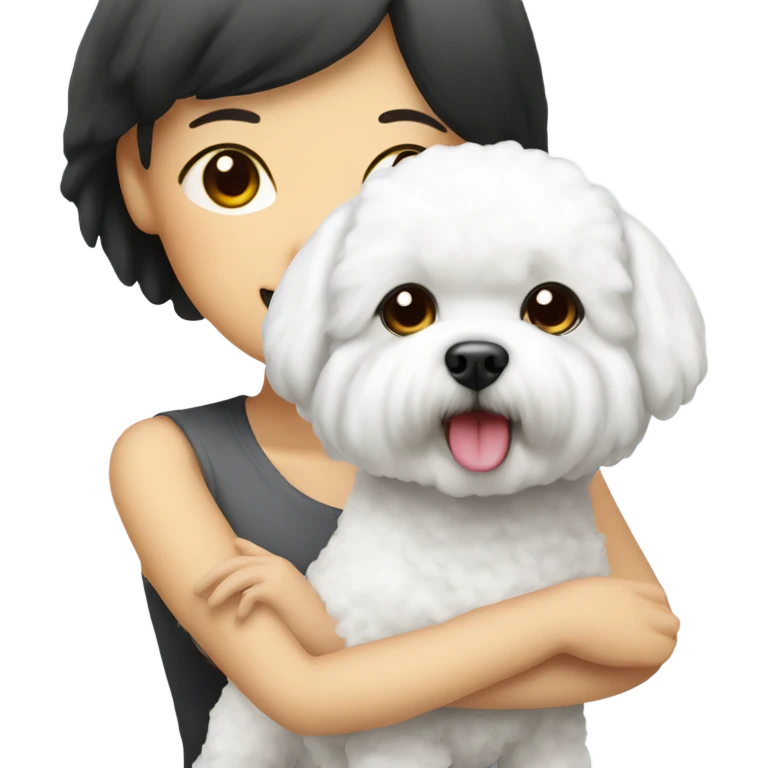 A cute bichon frise & an Asian woman  emoji