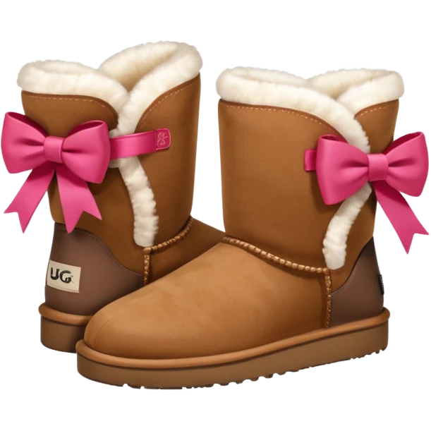ugg boots that are ankle hight with a cheat bow on the back emoji