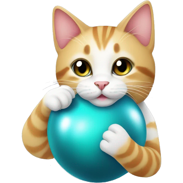 Cute cat playing with a bauble  emoji