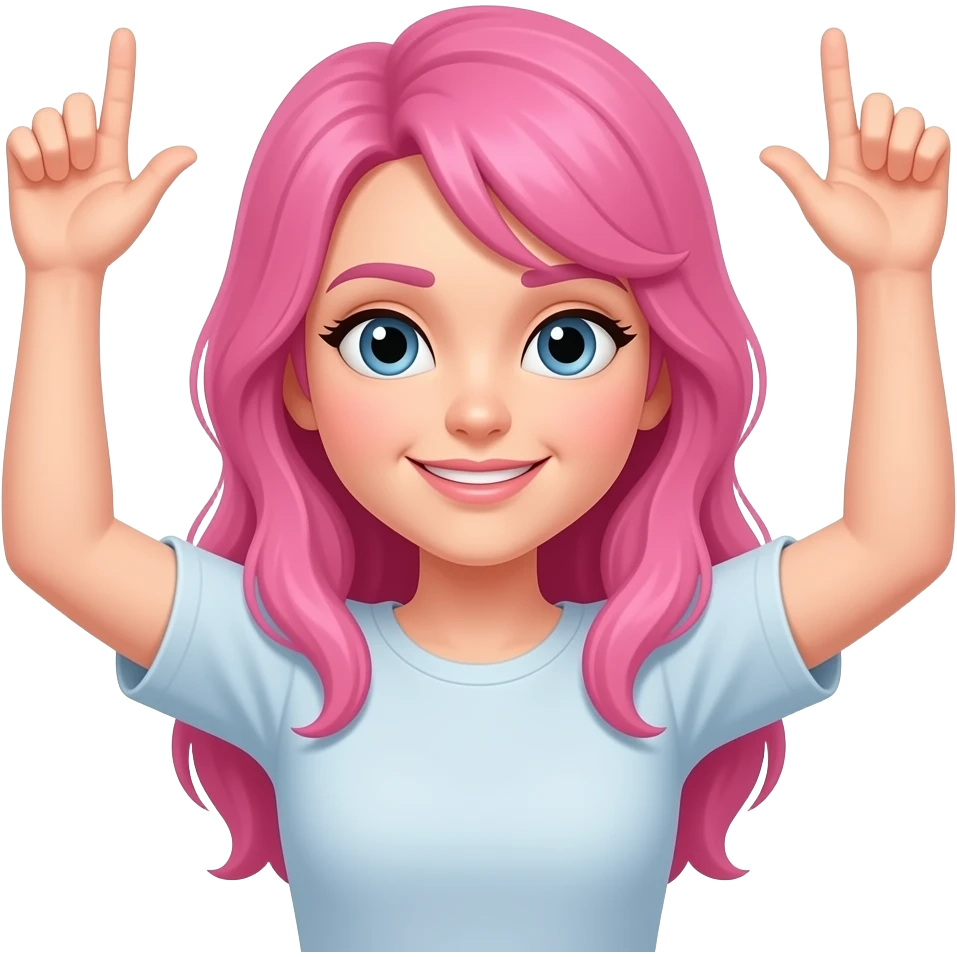 Hands up  Shrugging woman with pink hair emoji