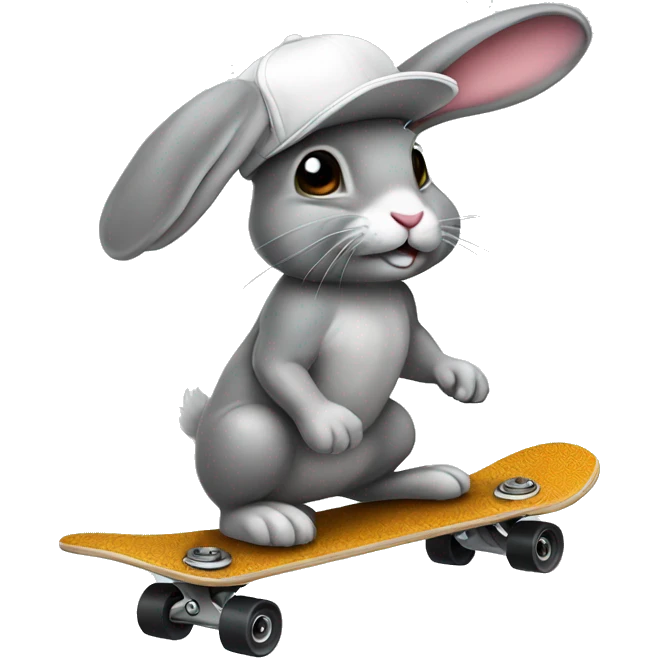 A rabbit in a cap on a skateboard emoji