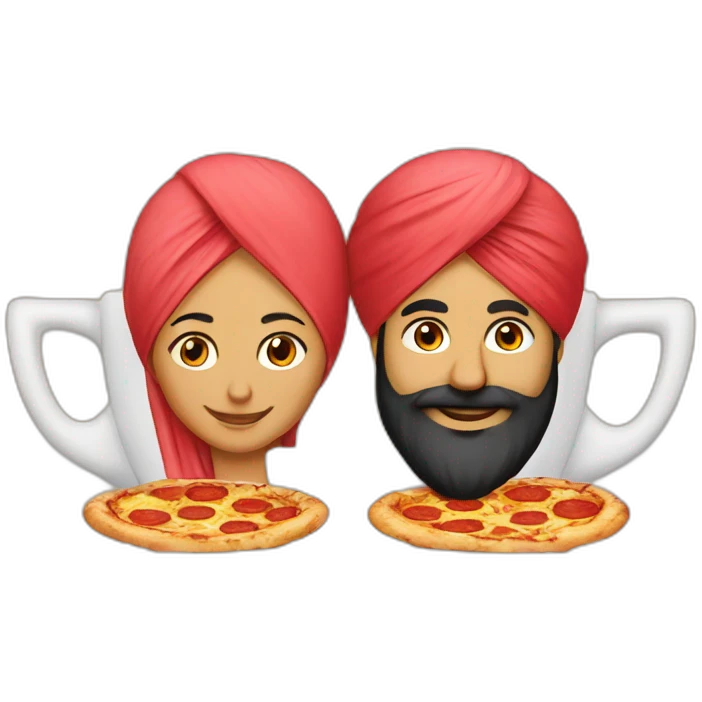 A Sikh couple in a cup pizza emoji