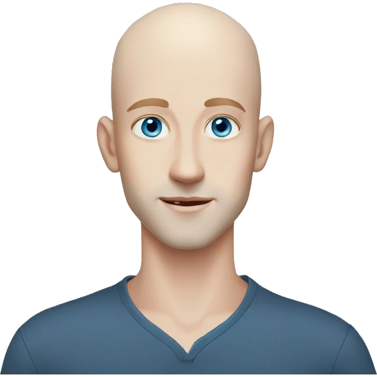 Vanya without hair Young men with blue eyes and pale skin emoji