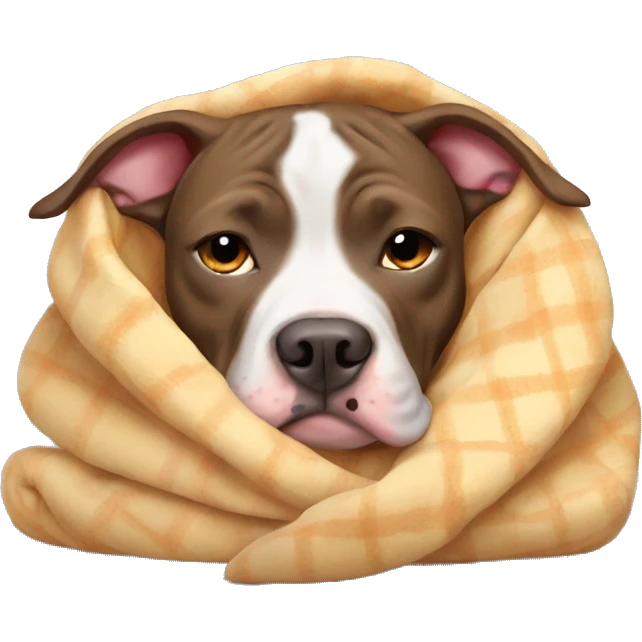 Pitbull snuggled up in blanket  emoji