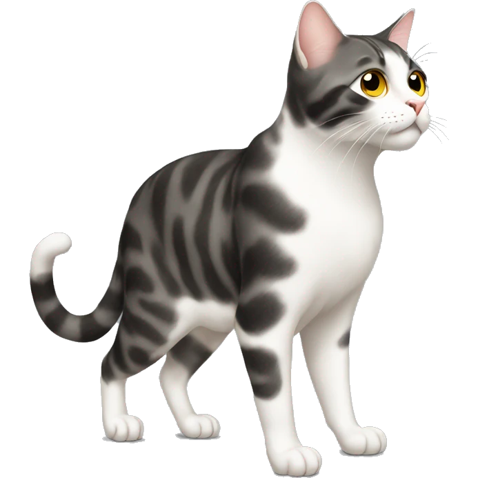 walking cat, full-body, side-profile face, one eye emoji