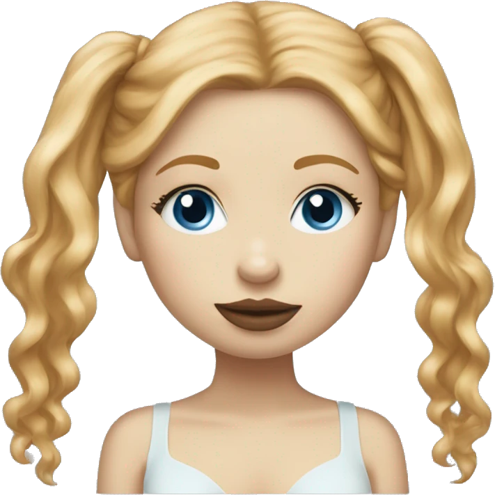 Pale girl, strawberry blonde hair and blue eyes kissing her Yorkie  emoji