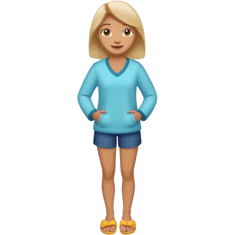 woman model standing with slippers on her feet emoji